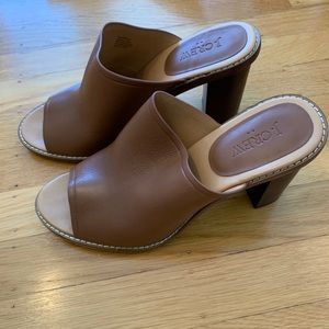 JCrew Cognac Leather mules - Worn once!